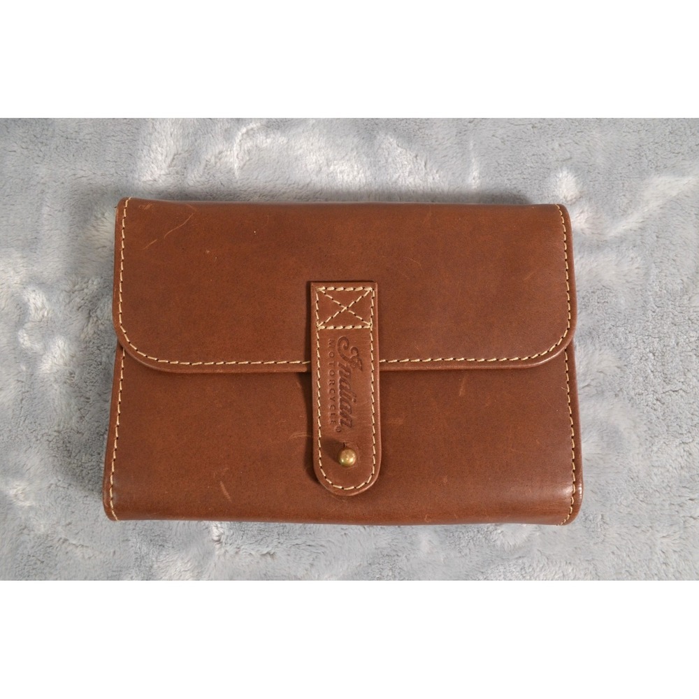 INDIAN MOTORCYCLE Pouch Wallet Tri-Fold Genuine Leather Biker
